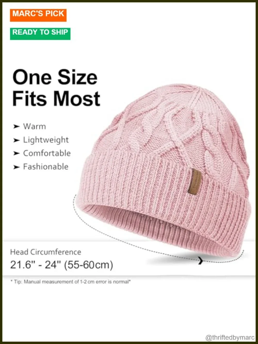 100% Merino Wool Beanie, Knit Cuffed Winter Hat Lightweight Warm Unisex